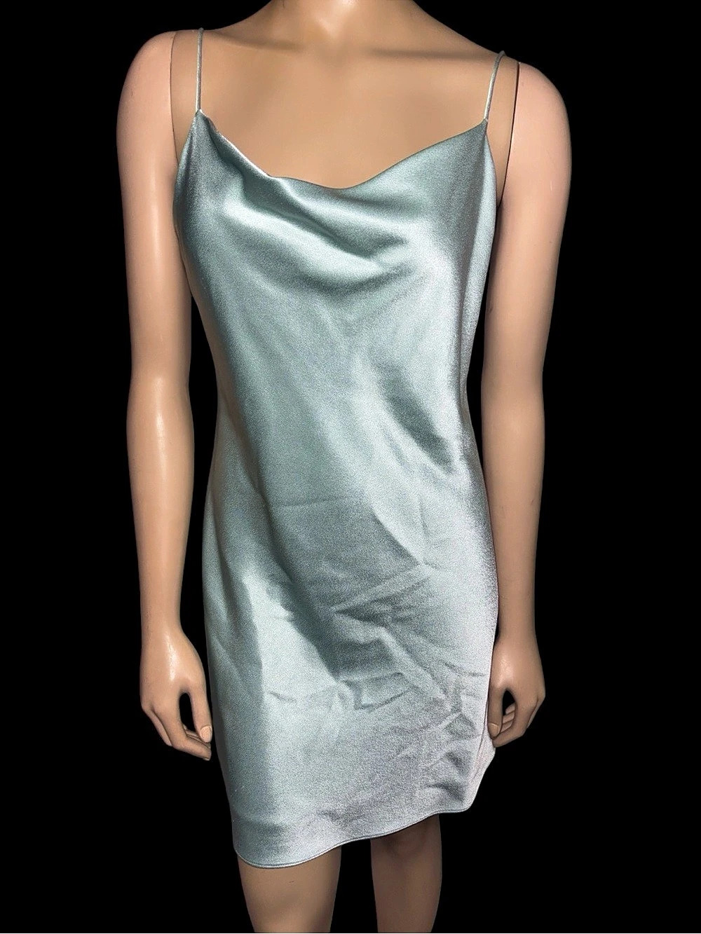 Alice + Olivia women’s Satin Cowl Neck sphagetti straps Mini Dress size